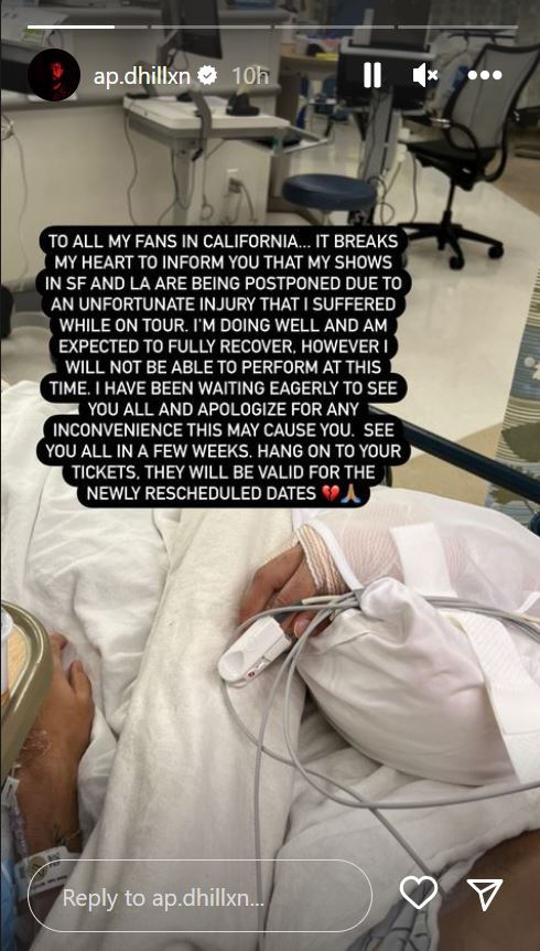 AP Dhillon Suffers Injury While On US Tour, Shares Photo From Hospital Bed