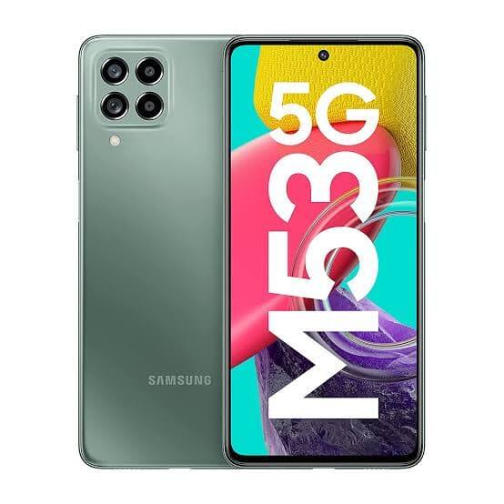 Samsung Galaxy M53 5G: આ સેમસંગ ફોનમાં Exynos 1280 પ્રોસેસર આપવામાં આવ્યું છે. ફોનમાં ફુલ HD + સુપર AMOLED ડિસ્પ્લે, 120 HZ રિફ્રેશ રેટ અને ક્વાડ કેમેરા સેટઅપ સાથે 6.7-ઇંચની સ્ક્રીન છે. તેમાં 108 MPનો મુખ્ય પાછળનો કેમેરો, 8 MPનો બીજો, 2 MP ત્રીજો અને 2 MPનો ચોથો કેમેરો છે. આ સિવાય 32 MPનો ફ્રન્ટ કેમેરો છે. તેમાં 5,000 mAhની બેટરી છે. ફોનના 6 જીબી રેમ મોડલની કિંમત 21,999 રૂપિયા અને 8 જીબી રેમ મોડલની કિંમત 23,999 રૂપિયા છે.