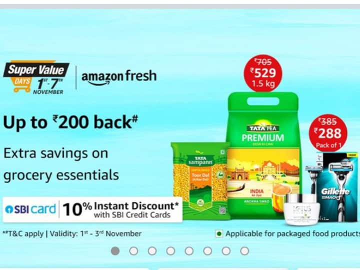 Amazon Grocery Sale Amazon Grocery Bank Offer Amazon Discount On Grocery Heavy Discount On Grocery 50% तक के डिस्काउंट पर खरीदें ग्रोसरी, 1-7 नवंबर तक अमेजन पर मिल रहा है स्पेशल ऑफर