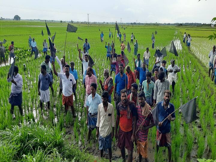 Farmers protested against the construction of a bypass road near Tiruvaiyar in Thanjavur சாலை அமைக்க விவசாயிகள் எதிர்ப்பு - ஆக்கிரமிப்புகளை முறையாக அகற்றினாலே போதும்... விளை நிலங்களை அழிக்க கூடாது