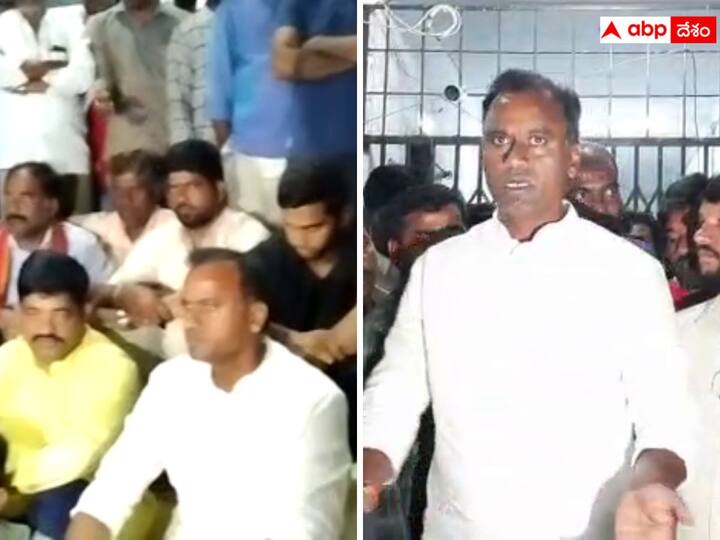 Munugodu By- Election BJP candidate Rajagopal Reddy staged a dharna saying that non-locals have settled in Munugodu చండూర్‌లో హైడ్రామా- మంత్రులు మునుగోడులో ఉన్నరంటూ రాజగోపాల్ రెడ్డి ధర్నా