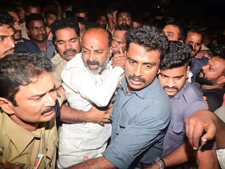 Telangana BJP Chief Bandi Sanjay Taken Into Preventive Custody Ahead Of Munugode Bypolls Telangana BJP Chief Bandi Sanjay Taken Into Preventive Custody Ahead Of Munugode Bypolls