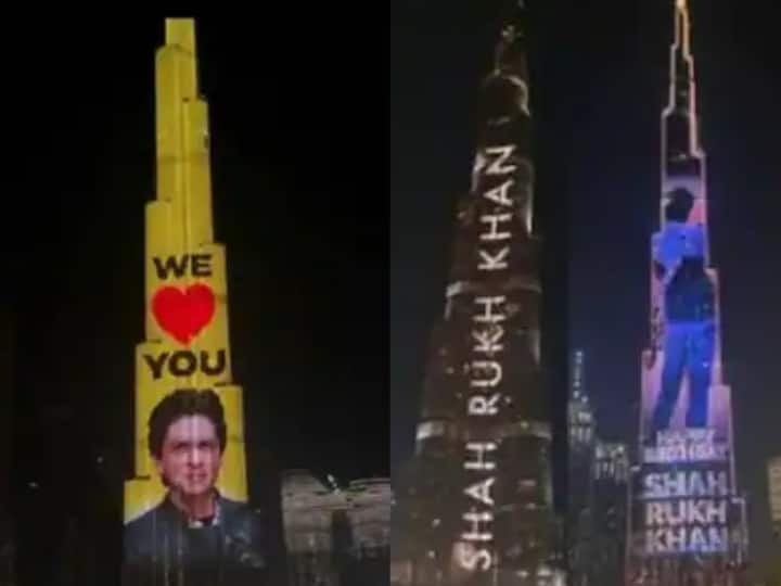 Burj Khalifa litghts up again on Shah Rukh Khan 57th birthday Shah Rukh Khan Birthday: फिर शाहरुख खान की तस्वीर से रोशन हुआ बुर्ज खलीफा, ‘पठान’ को खास अंदाज में किया बर्थडे विश