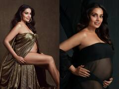 Bipasha Basu ने फिर करवाया मैटरनिटी फोटोशूट, गोल्डन ड्रेस में यूं फ्लॉन्ट किया बेबी बंप