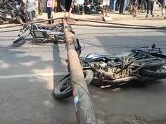 प्रतापगढ़ में हाईवे पर गिरे बिजली के आधा दर्जन खंबे, दौड़ रहा था 11 हजार वॉल्टेज का करंट, 5 घायल