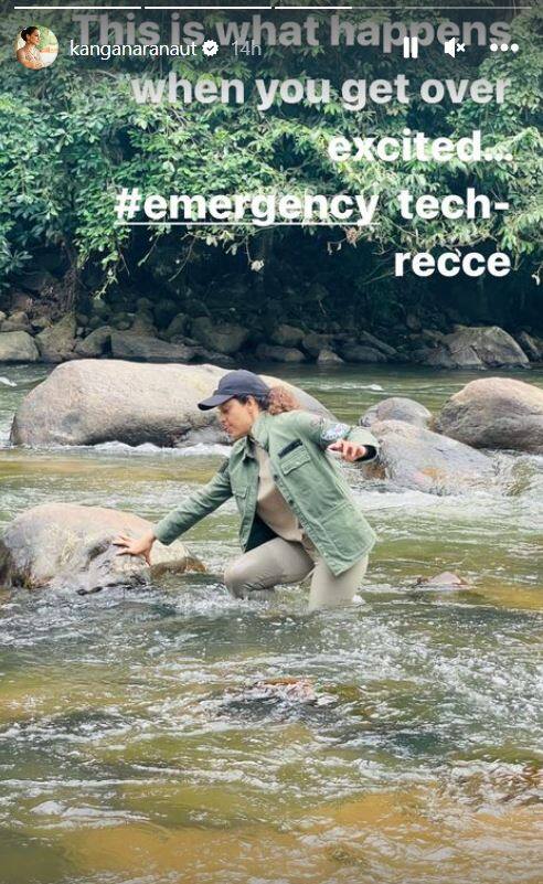 इमरजेंसी' की रेकी के दौरान Kangana Ranaut नदी में हुईं स्लिप, फोटो शेयर कर बोलीं- 'ओवर एक्साइटेड होने पर ऐसा ही होता है