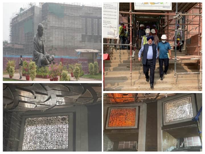 Union Housing and Urban Affairs Minister Hardeep Singh Puri on Saturday visited the new Parliament building's construction site to assess its status. He noted that work is proceeding steadily.