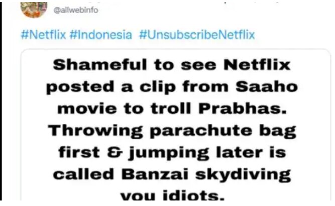 Prabhas : नेटफ्लिक्सवर भडकले प्रभासचे फॅन्स; Unsubscribe Netflix हॅशटॅग झाला ट्रेंड