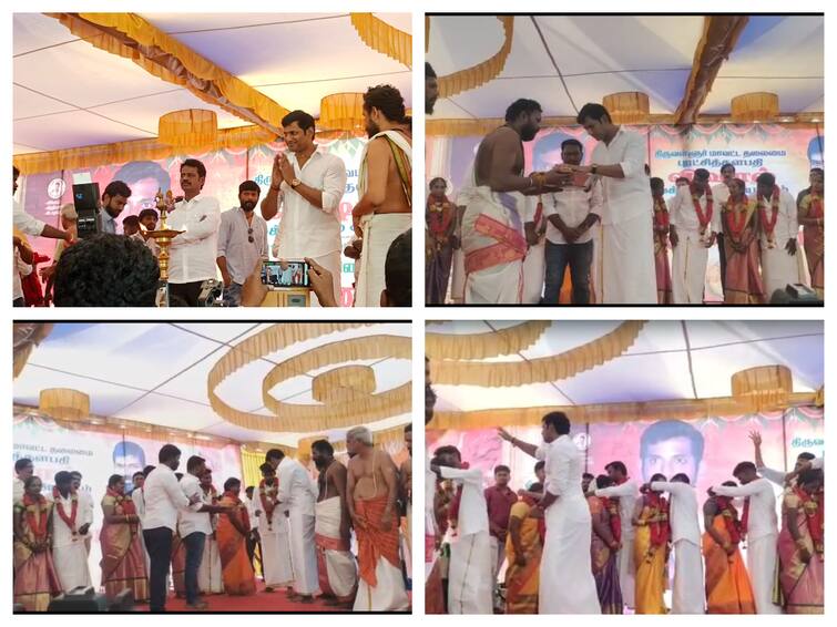 Actor Vishal Arranges 11 poor couples got married for free in Chennai and share marriage information Vishal About Marriage : 