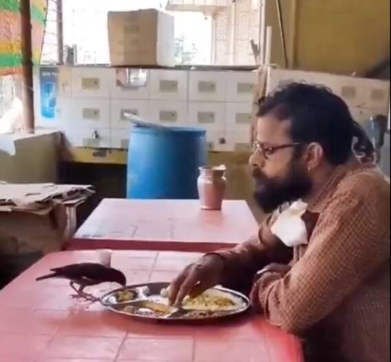 ਵਿਅਕਤੀ ਦੀ ਥਾਲੀ 'ਚੋਂ ਖਾਣਾ ਖਾਂਦੇ ਦੇਖਿਆ ਗਿਆ ਪੰਛੀ, IPS ਅਫਸਰ ਨੇ ਸ਼ੇਅਰ ਕੀਤੀ ਵੀਡੀਓ