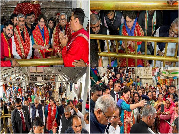 In her first visit to the Kangra district, Priyanka Gandhi paid obeisance at the Jwala Devi Temple. She also addressed a rally at Gandhi Ground of Nagrota Bagwan.