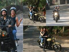 ‘Bhediya’ की रिलीज से पहले बाइक पर 'इश्क' लड़ाते दिखे Kriti Sanon और Varun Dhawan, देखिए दोनों की क्यूट तस्वीरें