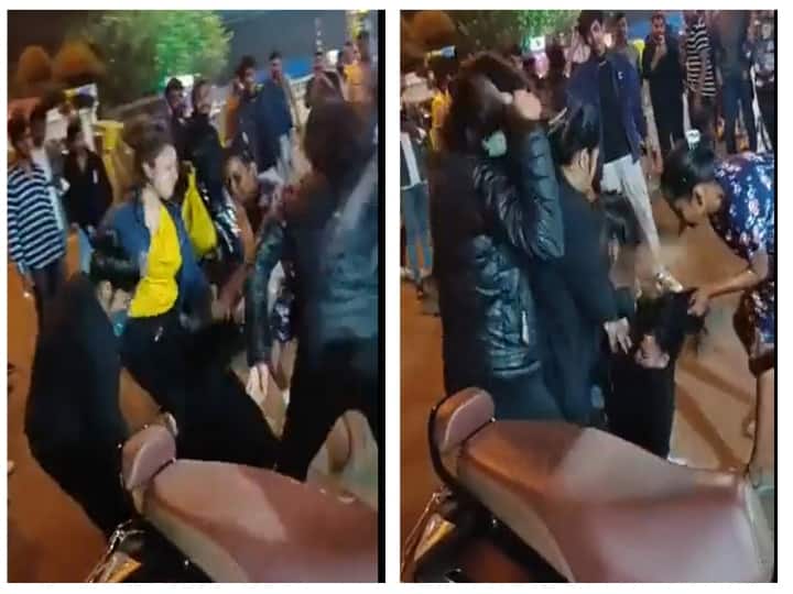 Indore Video of drunk girls beating another girl on road goes viral Watch Video : நடுரோட்டில் இளம்பெண்ணை சரமாரியாக அடித்து உதைத்த 4 பெண்கள்..! குடித்துவிட்டு அட்டகாசமா..?