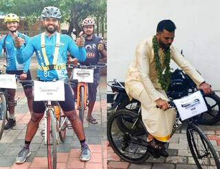 Bridegroom Cycling : தன் திருமணத்திற்கு 150 கி.மீ சைக்கிளில் வந்த மாப்பிள்ளை..! காரணம் என்ன தெரியுமா?