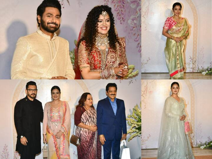 Palak Muchhal Wedding Reception : बॉलीवुड सिंगर पलक मुछाल रविवार को अपने लॉन्ग टाइम बॉयफ्रेंड मिथुन शर्मा के साथ शादी के बंधन में बंधी हैं. बीती रात दोनों की रिसेप्शन पार्टी में रखी गई.