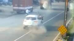 फुल स्पीड में आई एसयूवी, बाइक में मारी ऐसी टक्कर कि हवा में उड़ता दिखा बाइक सवार, मौत