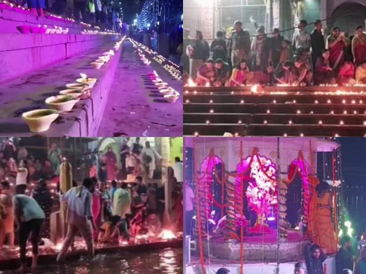 जिला प्रशासन के अनुसार प्रदेश की योगी आदित्यनाथ के नेतृत्व वाली सरकार की ओर से गंगा किनारे के 84 घाटों पर 10 लाख दीये जलाए गए.