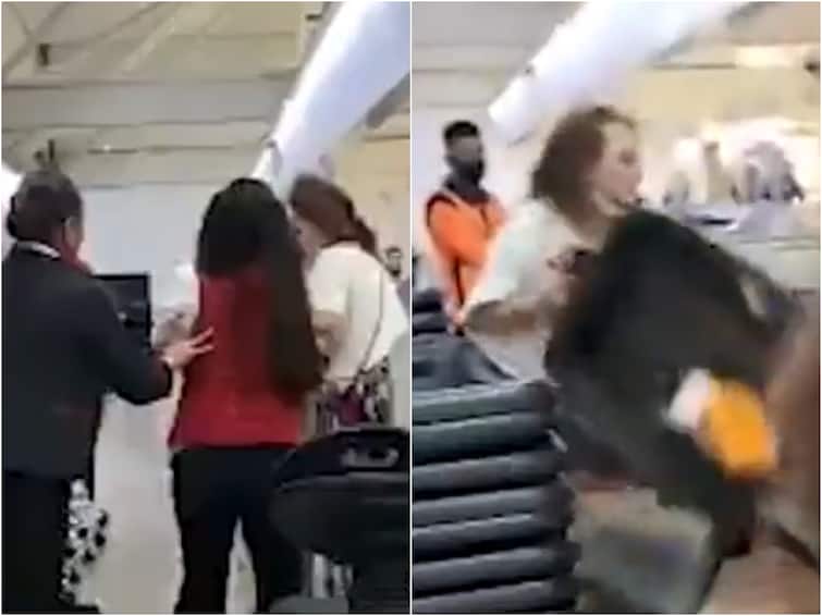Viral Video Woman Punches Emirates Airline Employee After Missing Flight At Mexico City Airport Viral Video: ఇదేం ఫ్రస్ట్రేషన్‌రా బాబూ! ఎయిర్‌పోర్ట్‌లో యువతి వీరంగం!