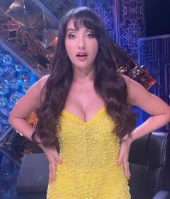 Nora Fatehi: નોરા ફતેહીએ યલ્લો આઉટફિટમાં ફિગર ફ્લોન્ટ કર્યું, જુઓ વાયરલ તસવીરો