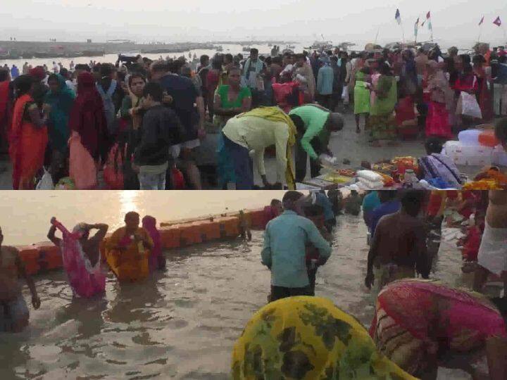 उत्तर प्रदेश के प्रयागराज में कार्तिक पूर्णिमा के अवसर पर श्रद्धालुओं ने त्रिवेणी संगम घाट पर पूजा और पवित्र स्नान किया. बड़ी संख्या में श्रद्धालुओं ने यहां पूजा-पाठ किया.