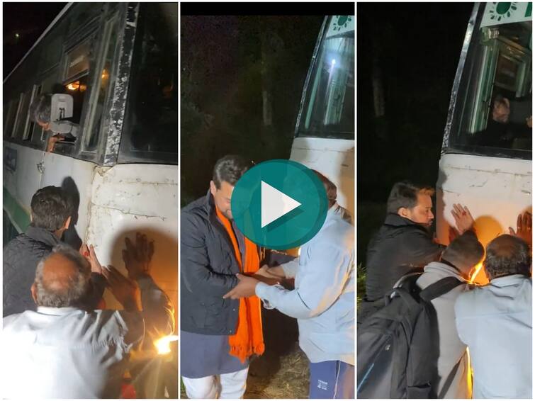 Anurag Thakur helps locals push bus stuck on Himachal highway video viral Watch Video: பிரேக்டவுன் ஆன பேருந்தால் ட்ராஃபிக்… மக்களோடு சேர்ந்து தள்ளிய மத்திய அமைச்சர்… வைரலாகும் வீடியோ!