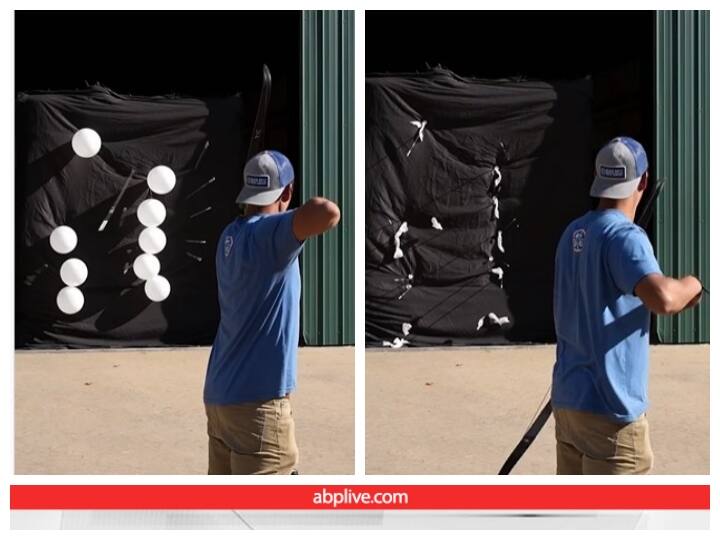 Archer shot 9 balloons at once Archery video goes viral on social media Video: एक ही बार 9 गुब्बारों को बनाया निशाना, यूजर्स ने कहा- आज का अर्जुन