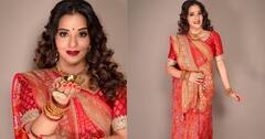 Monalisa Photos: માથા પર ચાંદલો.... હાથોમાં દીવો, નવી નવેલી દુલ્હન જેવી દેખાઇ મોનાલિસા, તસવીરો વાયરલ