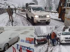 Himachal Pradesh : मनालीच्या रोहतांगमध्ये बर्फवृष्टी, पर्यटकांमध्ये आनंदाचं वातावरण