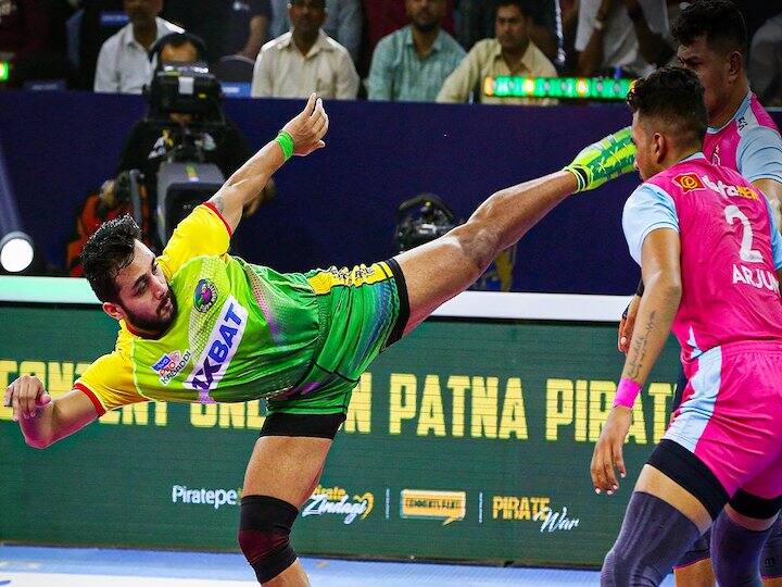 pro kabaddi league 2022 Patna Pirates beat Jaipur Pink Panthers mohammad reza sadlu high five PKL 9: पटना पाइरेट्स ने जयपुर पिंक पैंथर्स के खिलाफ हासिल की शानदार जीत, डिफेंडर्स ने दिखाया दमदार खेल