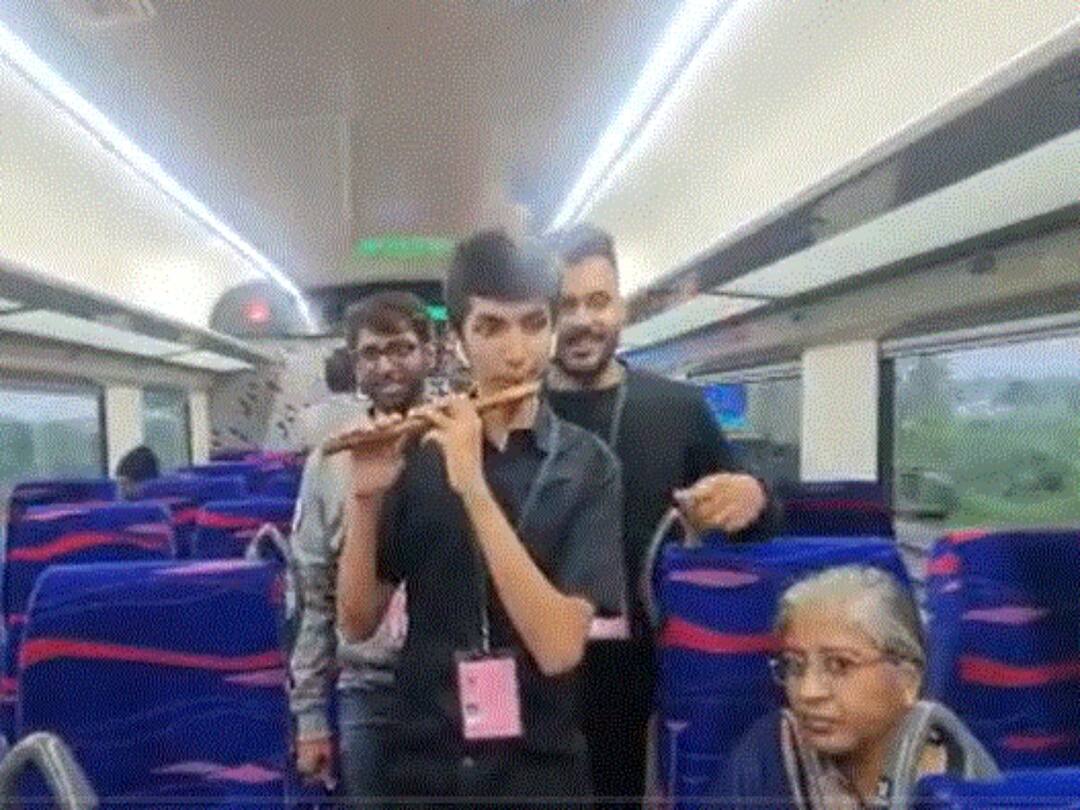Viral Video School Student Plays Vande Mataram On Flute Inside Vande Bharat Train Leaves Netizens In Awe Viral Video: School Student Plays 'Vande Mataram' On Flute Inside Vande Bharat Train, Leaves Netizens In Awe