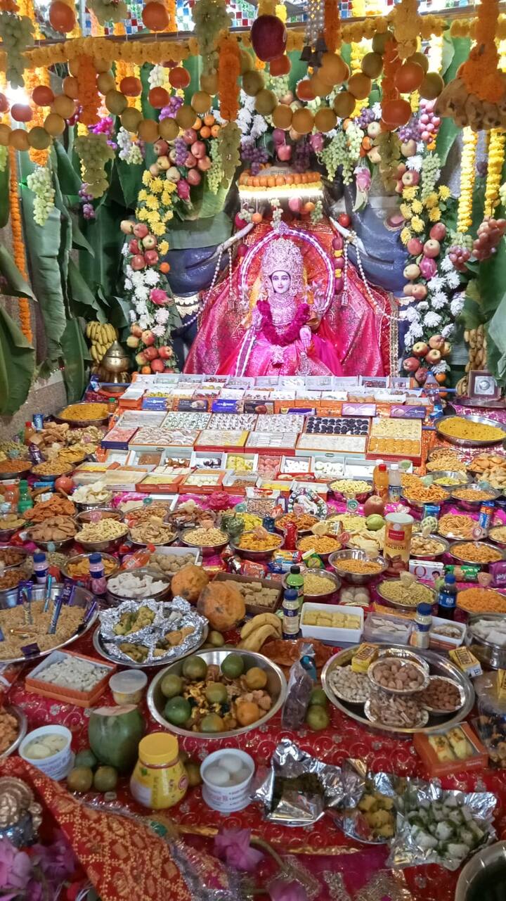 જેમાં માતાજીને ભાવિક ભક્તો દ્વારા વિવિધ ૫૬ પ્રકારના મિષ્ટાન અને વિવિધ ૫૬ પ્રકારના ફરસાણ ધરાવવામાં આવ્યા હતાં.
