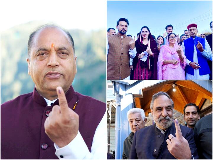 Several prominent political leaders including, Chief Minister Jairam Thakur and Union Minister Anurag Thakur, cast their votes during the ongoing Himachal Pradesh Assembly Election.