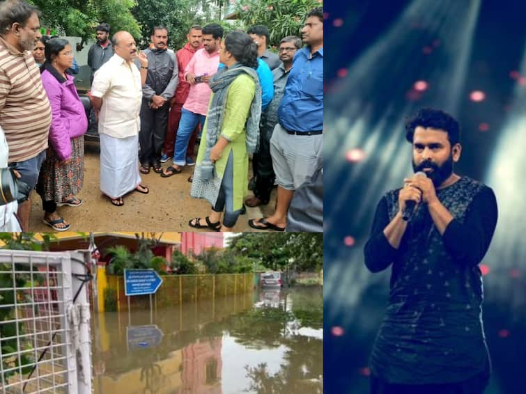 water inside Santhosh Narayanans house due to Chennai rains Sandhosh Narayanan : டுவீட் போட்ட சந்தோஷ் நாராயணன்..! தரமான ரிப்ளை கொடுத்த அமைச்சர் தா.மோ. அன்பரசன்..