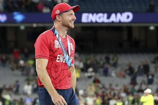 4. Jos Buttler: T20 World Cup 2022-winning captain Jos Buttler was in the form of his life. He scored 225 runs in the tournament, including two fifty-plus scores. Pic: AFP