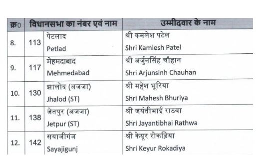 Gujarat Election 2022: ભાજપે 12 ઉમેદવારોની વધુ એક યાદી  જાહેર કરી, જાણો કોને મળી ટિકિટ ?