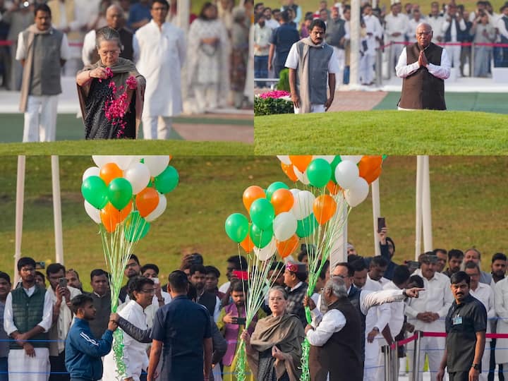 On the occasion of Pandit Jawaharlal Nehru's birth anniversary, Congress leaders Sonia Gandhi and Mallikarjun Kharge along with K.C. Venugopal paid their tributes to India's first prime minister.