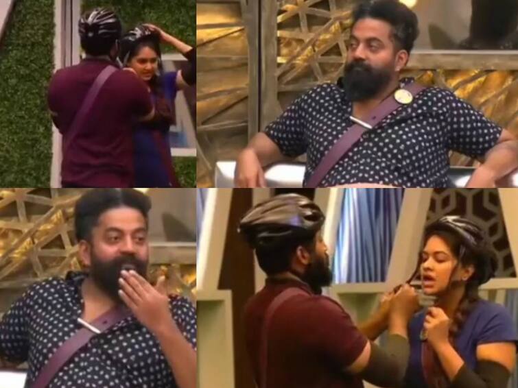 Bigg Boss 6 Tamil robert master gets possessive when Vikraman helps rachitha to wear helmet Bigg Boss 6 Tamil: விக்ரமன்-ரச்சிதா நெருக்கம்... கடுப்பான ராபர்ட்...  காரணமான வீடியோ இதோ!