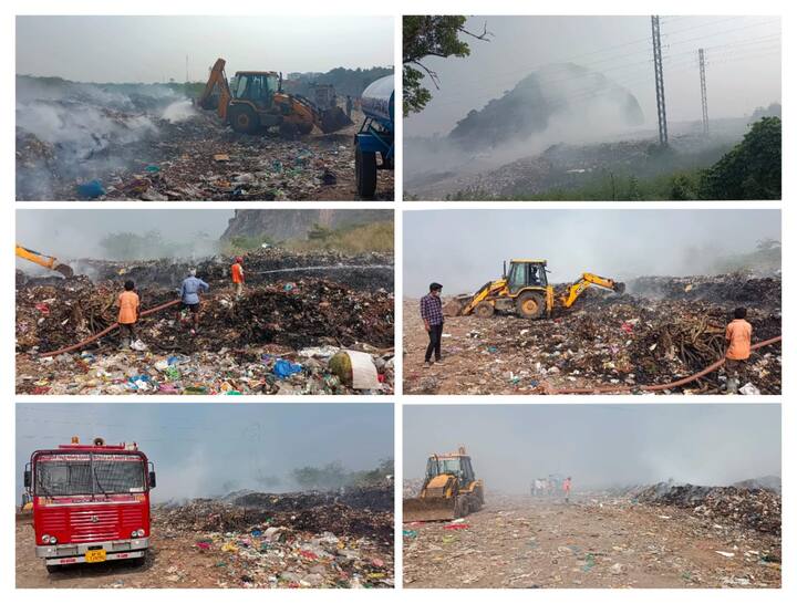 fire at Kolanukonda in Tadepalli dumping yard public rises health problems మంగళగిరి, తాడేపల్లి మున్సిపల్ కార్పోరేషన్ పరిధి ఊపిరాడని పరిస్థితి