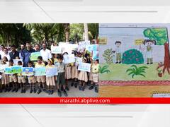 PHOTO: औरंगाबादच्या सिद्धार्थ उद्यानाच्या हिरवळीवर मुलांनी साकारला 'निसर्ग'