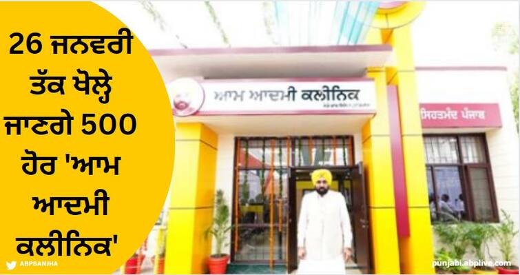 AAP government announced, 500 more 'Aam Aadmi Clinics' will be opened by January 26 Punjab News: 'ਆਪ' ਸਰਕਾਰ ਦਾ ਐਲਾਨ, 26 ਜਨਵਰੀ ਤੱਕ ਖੋਲ੍ਹੇ ਜਾਣਗੇ 500 ਹੋਰ 'ਆਮ ਆਦਮੀ ਕਲੀਨਿਕ'
