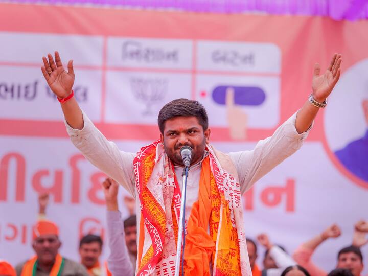 BJP Candidate Hardik Patel addressing a public gathering to win the voters (Image Source: PTI)