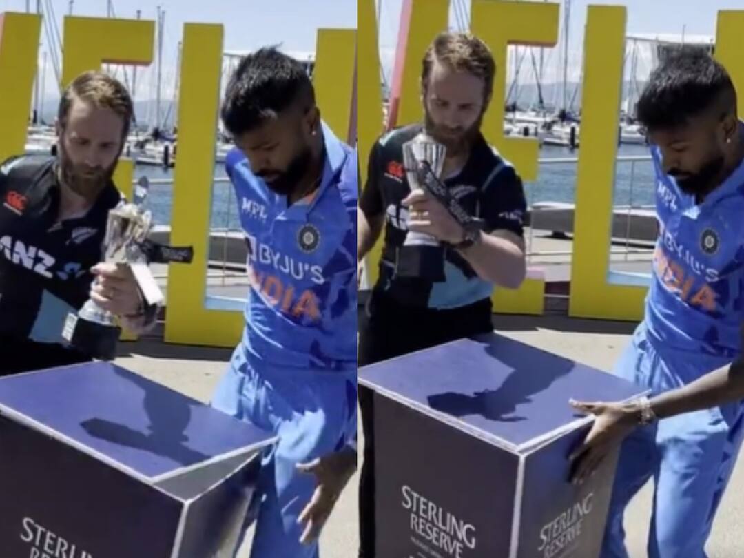 IND vs NZ: காற்றில் பறந்த கோப்பை.. கச்சிதமாக பிடித்த கேன் வில்லியம்சன்.. வாயடைத்துப்போன ஹர்திக்.. வைரல் வீடியோ!