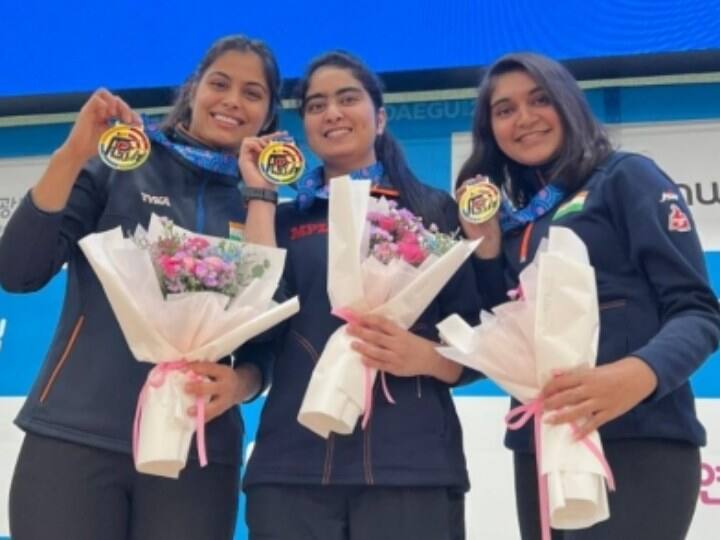 Asian Airgun Championship india junior women airgun team 10m air pistol wins gold medal Asian Airgun Championship: भारत की जूनियर महिला टीम ने 10 मीटर एयर पिस्टल में जीता गोल्ड मेडल