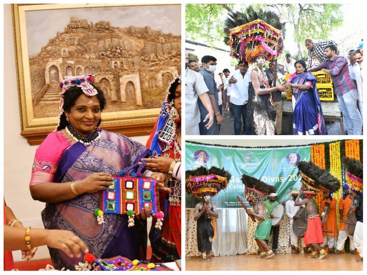 Telangana Governor inaugurated a tribal products exhibition alongside the cultural programme of tribal artists at Raj Bhavan as part of Janjatiya Gaurav Divas celebrations on Wednesday.
