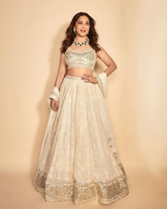Madhuri Dixit: माधुरी दीक्षितचा क्लासी अंदाज; शरारा सूटमध्ये दिसतेय खास!