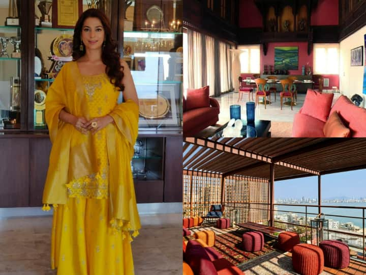 Juhi Chawla House: स्टार्स की फिल्मों के साथ फैन्स में उनके आलीशान घरों को देखने का भी क्रेज होता है. ऐसे में हम आपको फेमस एक्ट्रेस जूही चावला के घर की झलक दिखाने जा रहे हैं. डालिए तस्वीरों पर एक नजर.