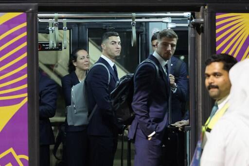 Portugal's players, including forward Cristiano Ronaldo arrived at Hamad International Airport in Doha on November 18, 2022, ahead of Qatar 2022 World Cup football tournament. Pic: AFP