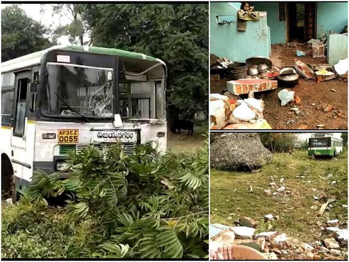 Vizianagaram APSRTC Bus rammed into house boy died one injured DNN RTC Bus Accident : ఆర్టీసీ డ్రైవర్ కు ఫిట్స్, ఇంట్లోకి దూసుకెళ్లిన బస్సు!
