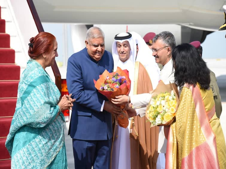 Vice President Jagdeep Dhankhar Arrives In Doha, To Represent India At FIFA World Cup Inauguration