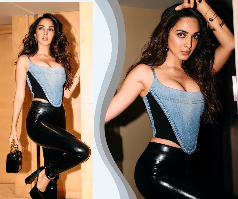 Kiara Advani glams up in denim corset top and leather pants with Rs 1.65  lakh Versace bag - India Today